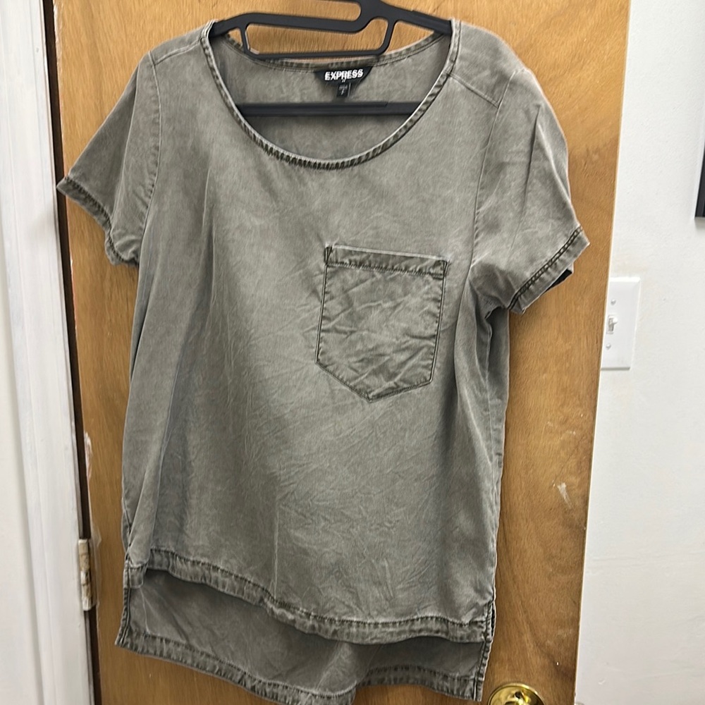 Express Gray Boxy T-Shirt with Crew Neck